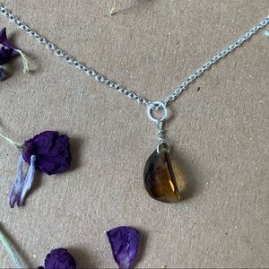 New Whiskey Quartz Pendant Sterling Silver Necklace
